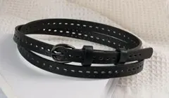 レディース ベルト 細身 ブラック パンチングデザイン カジュアル