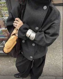 短丈Pコート　Y2K グランジ　ダークウェア