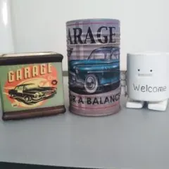 ガレージ小鉢、ガレージアンティークドラム缶インテリア　ロボット型置物