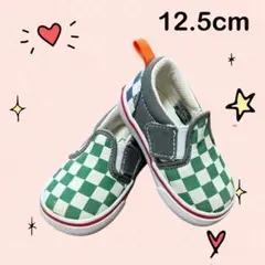 VANS kids スニーカー 子供靴 チェック柄 スリッポン 12.5cm