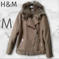 Ｍ H&M ファー付き ダブルライダースジャケット