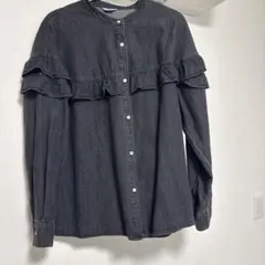 coen／デニムフリルブラウス【L】