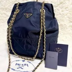 【希少型✨極美品】プラダ　ショルダーバッグ　チェーン　キルティング　三角ロゴ
