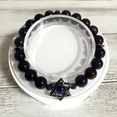 天然石ブレスレット 内径約15.5cm アメジスト/ギャラクシータイガーアイ