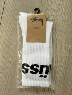 Stussie Stock 크루 삭스 삭스 양말, 남녀공용, 1쌍 세트, 화이트