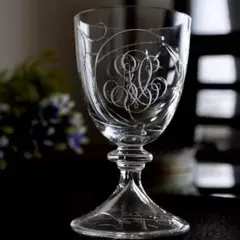 1888年オールドバカラBACCARATグラヴュール＆モノグラム装飾ワイングラス