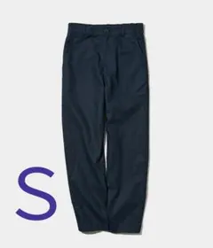 【ネイビー】リネンコットンテーパードパンツ（丈長め70cm）ユニクロ