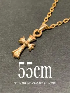 【ベビー ファット クロス ネックレス ゴールド 55cm】ステンレス a36