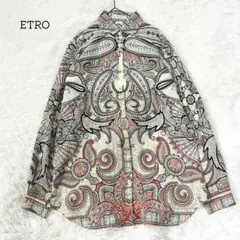 良品✨ エトロ 長袖 シャツ ペイズリー マルチカラー 総柄 白 シルク 希少のサムネイル