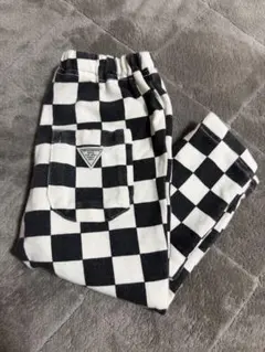 チェッカーフラッグ柄 ロングパンツ キッズ