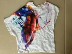 ZARA ザラ アシンメトリー 半袖 カットソー Tシャツ 白　柄