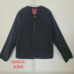 AMACA ネイビー ジップアップジャケット　未使用品　ダウン70%のサムネイル