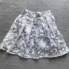 Bye Bye  ストライプ　花柄　春夏　スカート　フレア　M