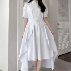 dazzlin ストライプ柄 リボンディティールイレヘムシャツワンピース