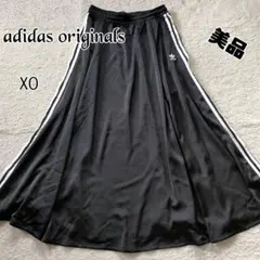 【美品】adidas originals サテンフレアロングスカートブラック