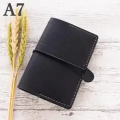 本革　A7　ノートカバー　サドルレザー　ブラック1　No.121