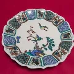 九谷焼　松月　花鳥　吉祥文様　飾皿　大皿　32cm