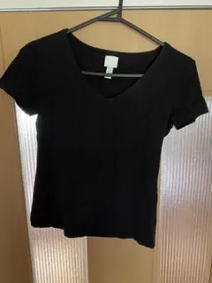 H&M BASICS Vネック 半袖 Tシャツ ブラック Sのサムネイル