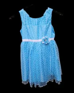 発表会　結婚式　ブルーのドット柄キッズワンピース