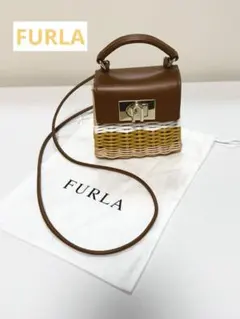 FURLAマイクロトップハンドル ミニショルダーカゴバッグ ラタン ブラウンのサムネイル