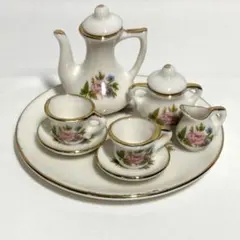 ミニチュアティーセット 陶器 アンティーク 花模様 インテリア