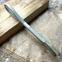 着物-帯締め641 【正絹】平組 ミント×白 上品カラー 新品未使用薄い汚れあり