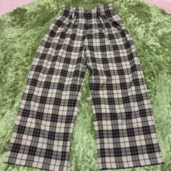 キッズ チェック柄 ワイドパンツ 100cm~