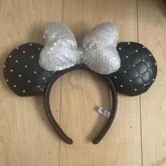 ディズニー　　ミニー　カチューシャ　スパンコール　ブラック　レザー