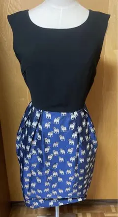 【新品未使用】ヤマダヤスコットクラブ系列RireFeteパグ犬柄ミニワンピース