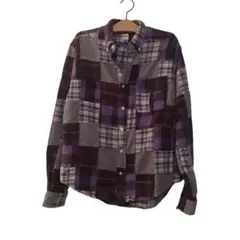 【SHIPS】チェックパッチワークネルシャツ