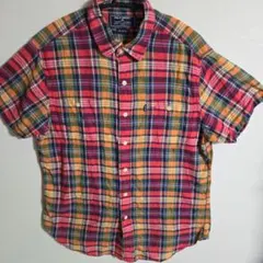 ラルフローレンPOLO SPORTS 半袖チェックシャツ　L　100％コットン