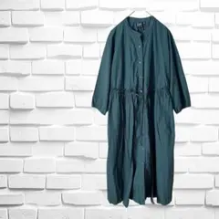 【GAP】シャツ　ワンピース　ロング　ダークグリーン　長そで　サイズXS