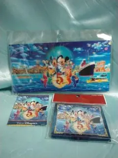 東京ディズニーシー 5周年グッズ3点セット ポストカード シール あぶら取り紙