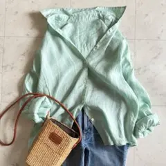 美品iCBアイシービー 44 大きいサイズOrganza Cotton ブラウス - メルカリ