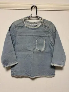 B:MING by BEAMS 七分袖 フリンジデニム カットソー Mのサムネイル