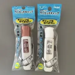 ぺんてる　エフ水彩えのぐ　茶色　白　絵の具　2本セット