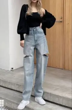 grl スリットデニムワイドパンツ cu420