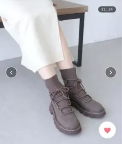 未使用　CLEIO リブソックスレースアップブーツ