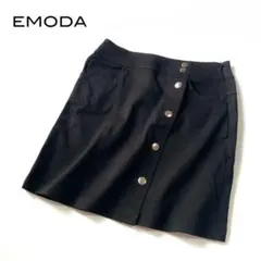EMODA クロスボタン ミニスカート 台形 トラペーズ ブラック