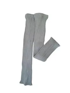グレー リブ編み レッグウォーマー