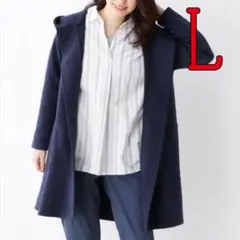 ふくれジャカードフーデットコーディガン シューラルー  ネイビー L