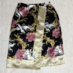 【レア/Y2K】レストローズ バロック柄 天使 薔薇 巻きスカート　Ｓのサムネイル