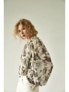 【109】MOUSSY 花柄ペイズリー 長袖ブラウス シャツ 胸元リボン