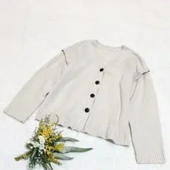 【ジーユー】GU マルチウェイカーディガン ニット 袖着脱可 ベージュ L