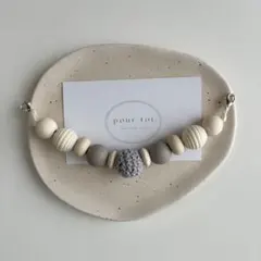 グレー羽織紐　七五三羽織袴　5歳753 木製ビーズ　和装小物 単品