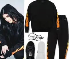 【希少】カイリーショップ × チャンピオン ファイヤーパターン スウェット 黒