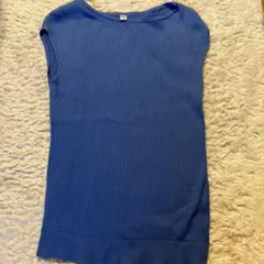 UNIQLO 青 リブ編み ノースリーブトップス S
