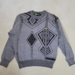 ゴールデンベアのヴィンテージニット　ウール混　グレー　昭和レトロ