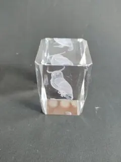 ●3D 立体彫刻縁起物クリスタルガラスフクロウ（不苦労） オブジェ置物インテリア