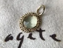 アガット　レモンクオーツ　白蝶貝　透かし　オーバル　ゴールド　チャーム　k10